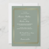 Moderne Script Elegante Saliegroen & Goud Trouw Kaart (Voorkant)