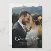 Moderne Script Elegante Trouwfoto 2 Save The Date (Voorkant)