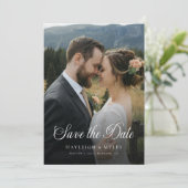 Moderne Script Elegante Trouwfoto 2 Save The Date (Staand voorkant)