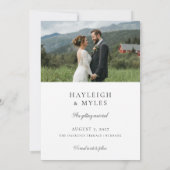 Moderne Script Elegante Trouwfoto 2 Save The Date (Achterkant)
