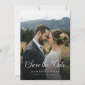Moderne Script Elegante Trouwfoto 2 Save The Date (Voorkant)