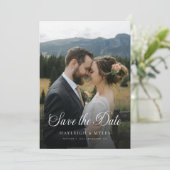 Moderne Script Elegante Trouwfoto 2 Save The Date (Staand voorkant)