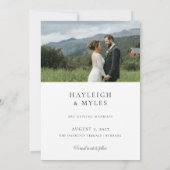 Moderne Script Elegante Trouwfoto 2 Save The Date (Achterkant)