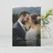 Moderne Script Elegante Trouwfoto 2 Save The Date (Staand voorkant)
