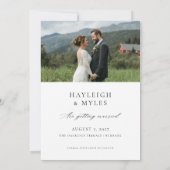 Moderne Script Elegante Trouwfoto 2 Save The Date (Achterkant)