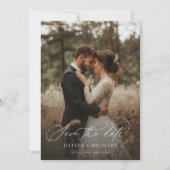 Moderne Script Elegante Trouwfoto Save The Date (Voorkant)