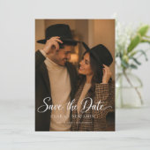 Moderne Script Elegante Trouwfoto Save The Date (Staand voorkant)