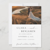 Moderne Script Elegante Trouwfoto Save The Date (Achterkant)