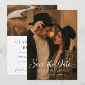 Moderne Script Elegante Trouwfoto Save The Date (Voorkant / Achterkant)