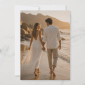 Moderne Script Elegante Trouwfoto Save The Date Kaart (Achterkant)