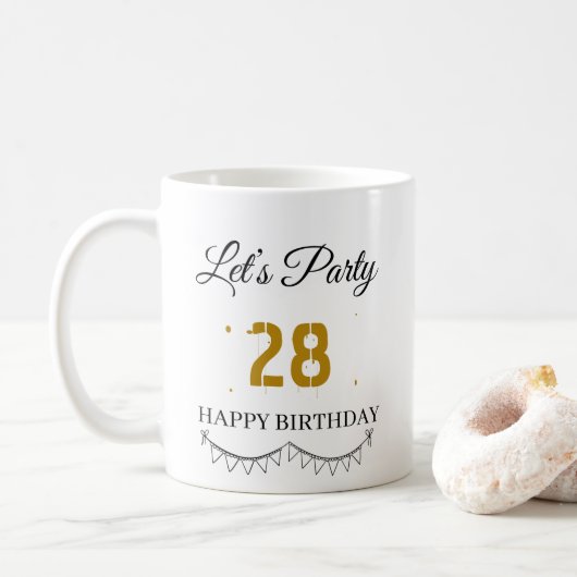 Moderne Script Elegante Verjaardags Koffiemok (Met donut)