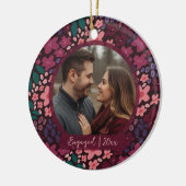 Moderne Script Elegante Verlovingsfotokeeper Keramisch Ornament (Links)
