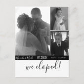 Moderne Script Eloped Black White Photo Collage  Briefkaart (Voorkant)