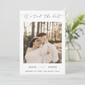 Moderne Script Elopement Bruiloftsreceptie Alleen Kaart (Staand voorkant)