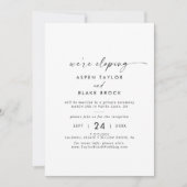 Moderne Script Elopement Ontvangst Uitnodiging (Voorkant)