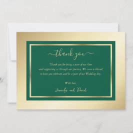 Moderne Script Emerald Green Gold-kaart - Hartelij Bedankkaart