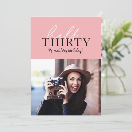 Moderne script en geometrische 30e verjaardagfoto (Staand voorkant)