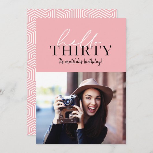 Moderne script en geometrische 30e verjaardagfoto (Voorkant / Achterkant)