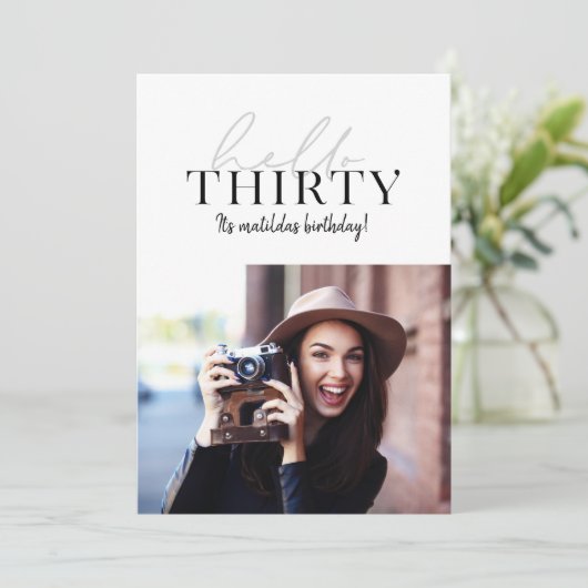 Moderne script en geometrische 30e verjaardagfoto (Staand voorkant)