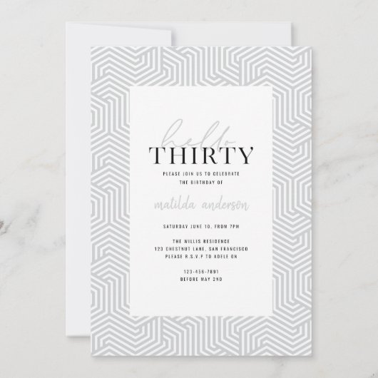 Moderne script en geometrische 30e verjaardagfoto (Achterkant)