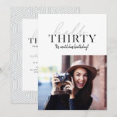 Moderne script en geometrische 30e verjaardagfoto (Voorkant / Achterkant)
