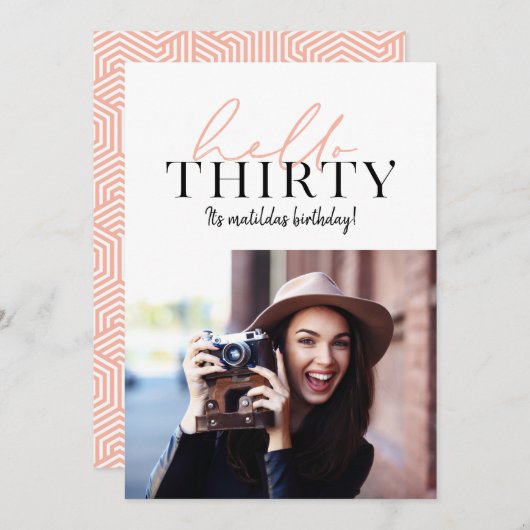 Moderne script en geometrische 30e verjaardagfoto (Voorkant / Achterkant)
