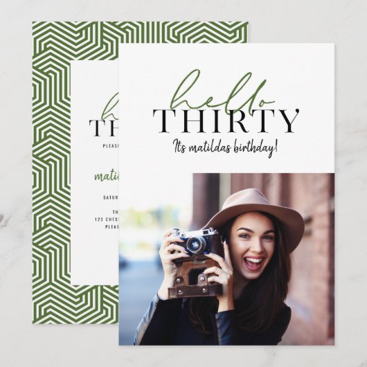 Moderne script en geometrische 30e verjaardagfoto (Voorkant / Achterkant)