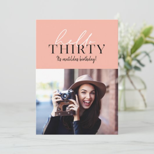 Moderne script en geometrische 30e verjaardagfoto (Staand voorkant)
