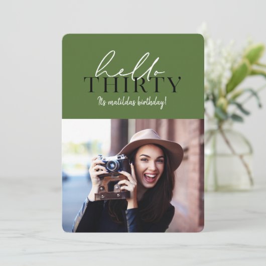 Moderne script en geometrische 30e verjaardagfoto (Staand voorkant)