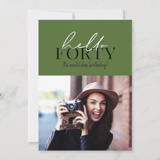 Moderne script en geometrische 40e verjaardagfoto (Voorkant)