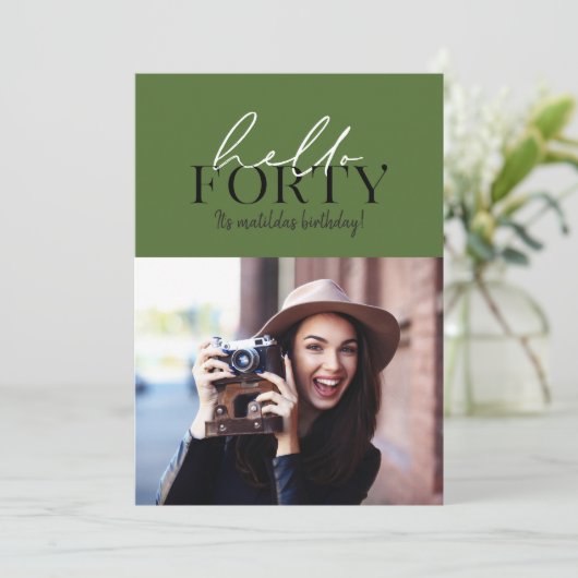 Moderne script en geometrische 40e verjaardagfoto (Staand voorkant)