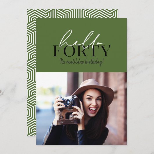 Moderne script en geometrische 40e verjaardagfoto (Voorkant / Achterkant)