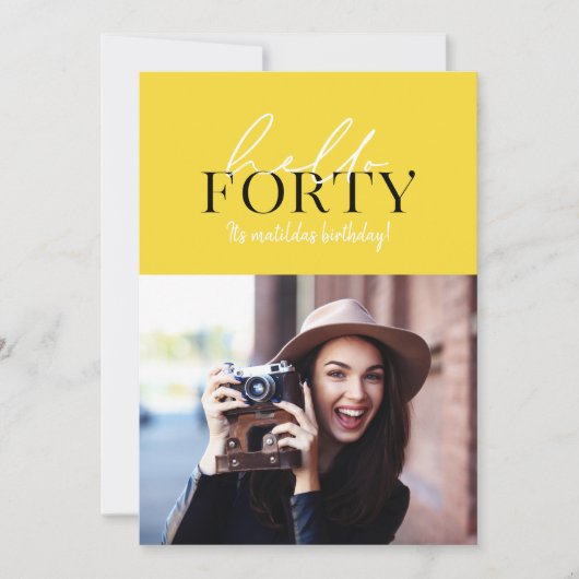 Moderne script en geometrische 40e verjaardagfoto (Voorkant)