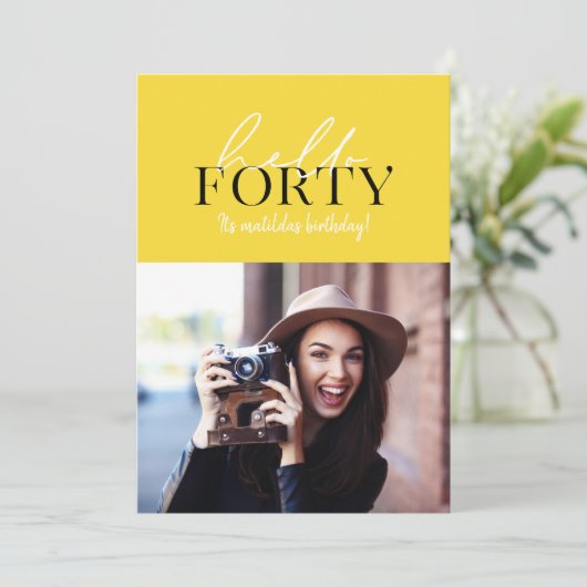 Moderne script en geometrische 40e verjaardagfoto (Staand voorkant)