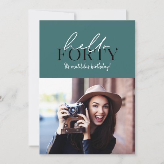 Moderne script en geometrische 40e verjaardagfoto (Voorkant)