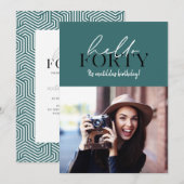 Moderne script en geometrische 40e verjaardagfoto (Voorkant / Achterkant)
