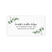 Moderne script eucalyptus botanical bruiloft etiket (Voorkant)