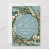 Moderne script eucalyptus elegant bruiloft save the date (Voorkant)