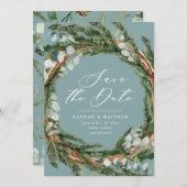 Moderne script eucalyptus elegante trouw save the date (Voorkant / Achterkant)