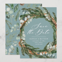 Moderne script eucalyptus elegante trouw save the date
