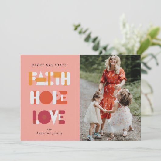 Moderne Script Faith Holiday fotokaart Feestdagenkaart (Staand voorkant)