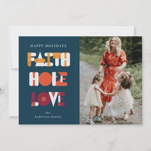 Moderne Script Faith Holiday fotokaart Feestdagenkaart (Voorkant)