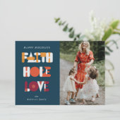 Moderne Script Faith Holiday fotokaart Feestdagenkaart (Staand voorkant)