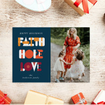 Moderne Script Faith Holiday fotokaart