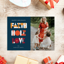 Moderne Script Faith Holiday fotokaart Feestdagenkaart