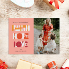Moderne Script Faith Holiday fotokaart Feestdagenkaart