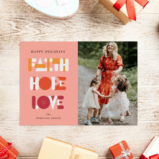 Moderne Script Faith Holiday fotokaart Feestdagenkaart
