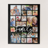 Moderne Script FAMILIE 19 Foto Collage Aangepaste Legpuzzel (Verticaal)