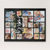 Moderne Script FAMILIE 19 Foto Collage Aangepaste Legpuzzel (Horizontaal)