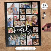 Moderne Script FAMILIE 19 Foto Collage Aangepaste Legpuzzel